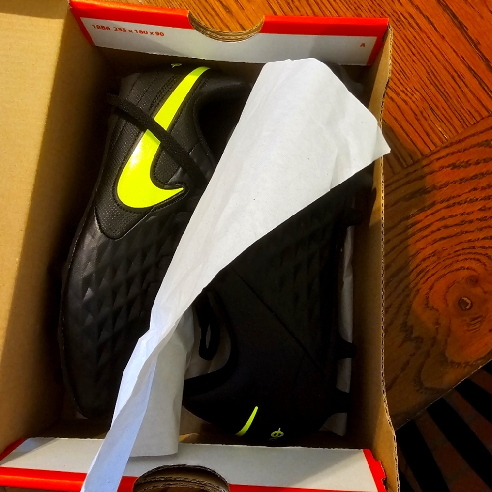 Nike Kids Shoes Black and Neon Yellow